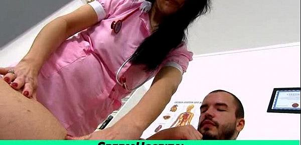  Filthy uniform milf Marta old with young handjob in a clinic